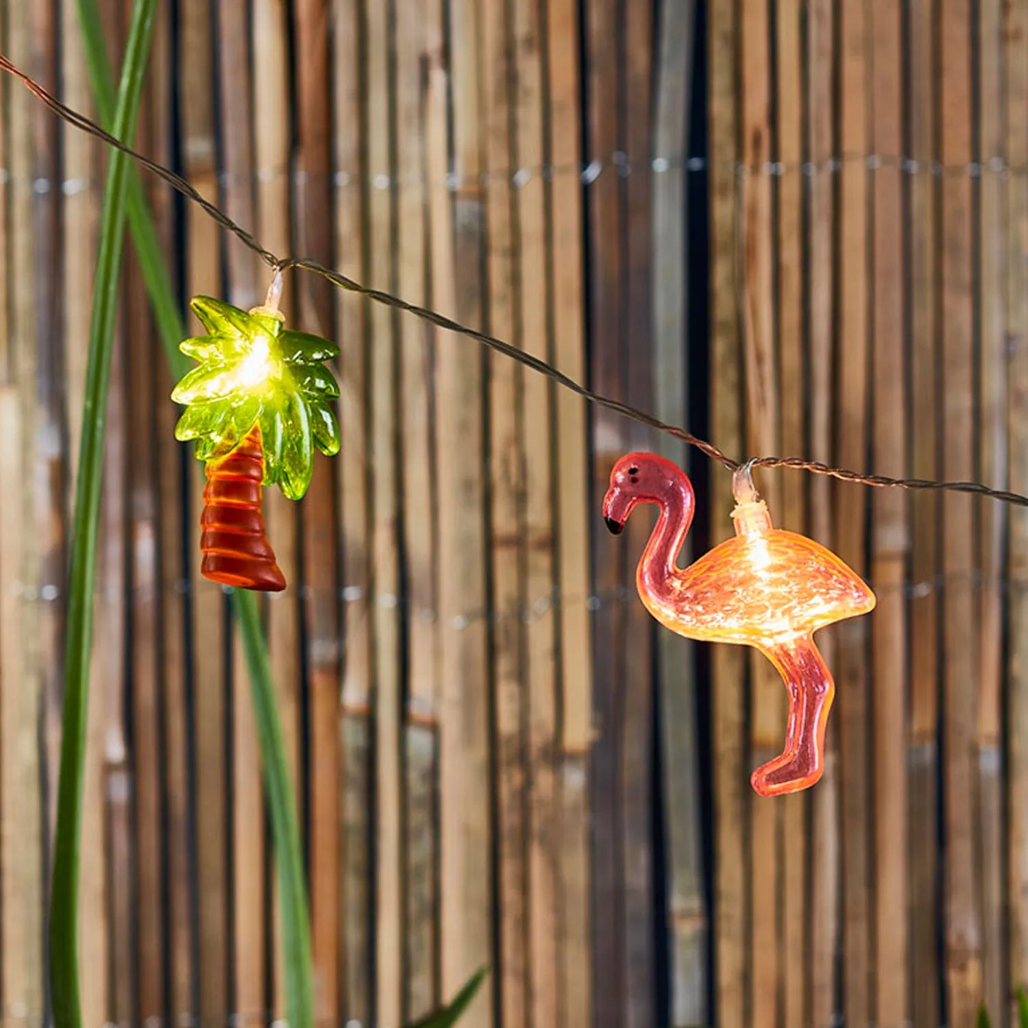 10 LED Flamingo & Palm Tree Fairy Lights