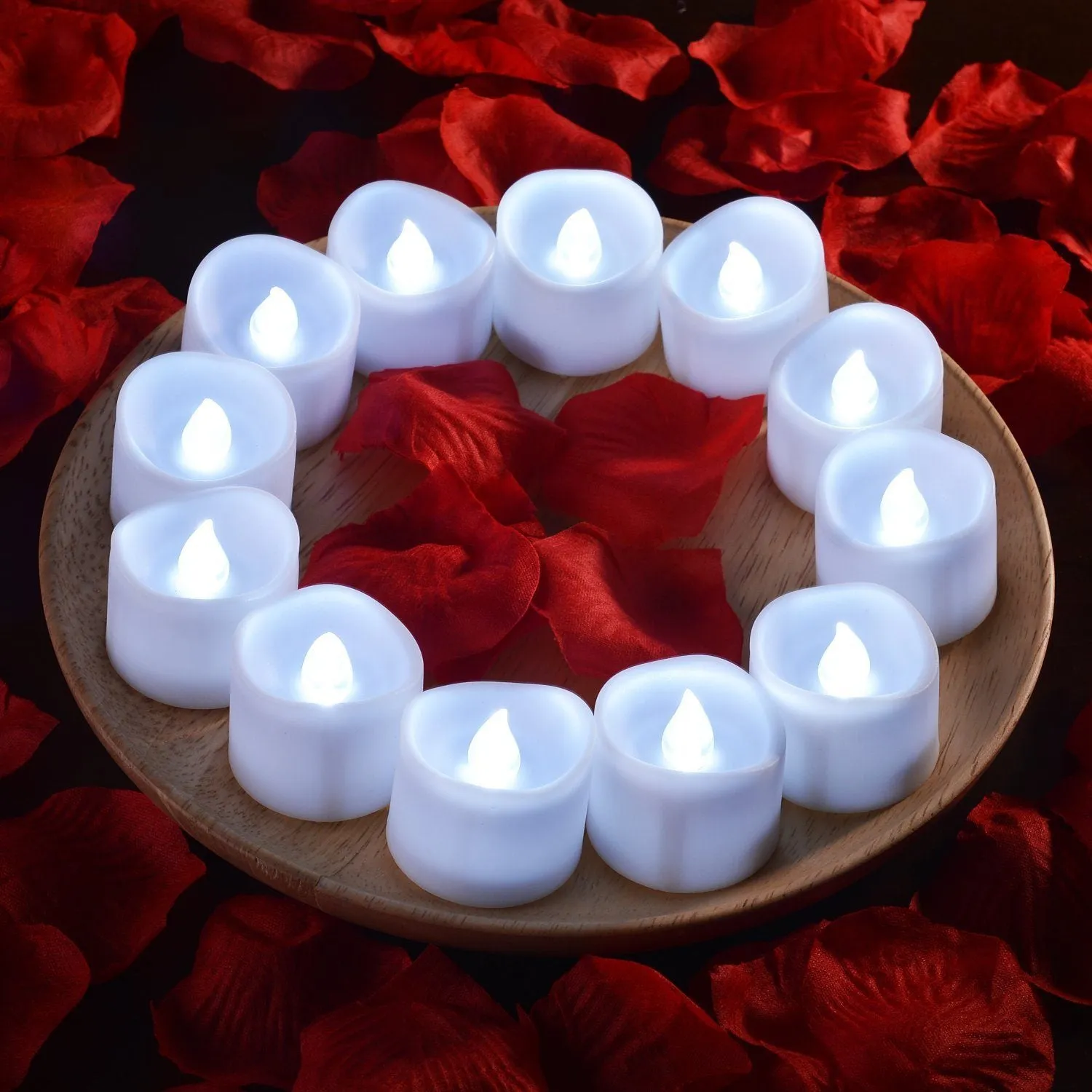 12-Piece: Cool White Flickering Led Tealight Timer Candles