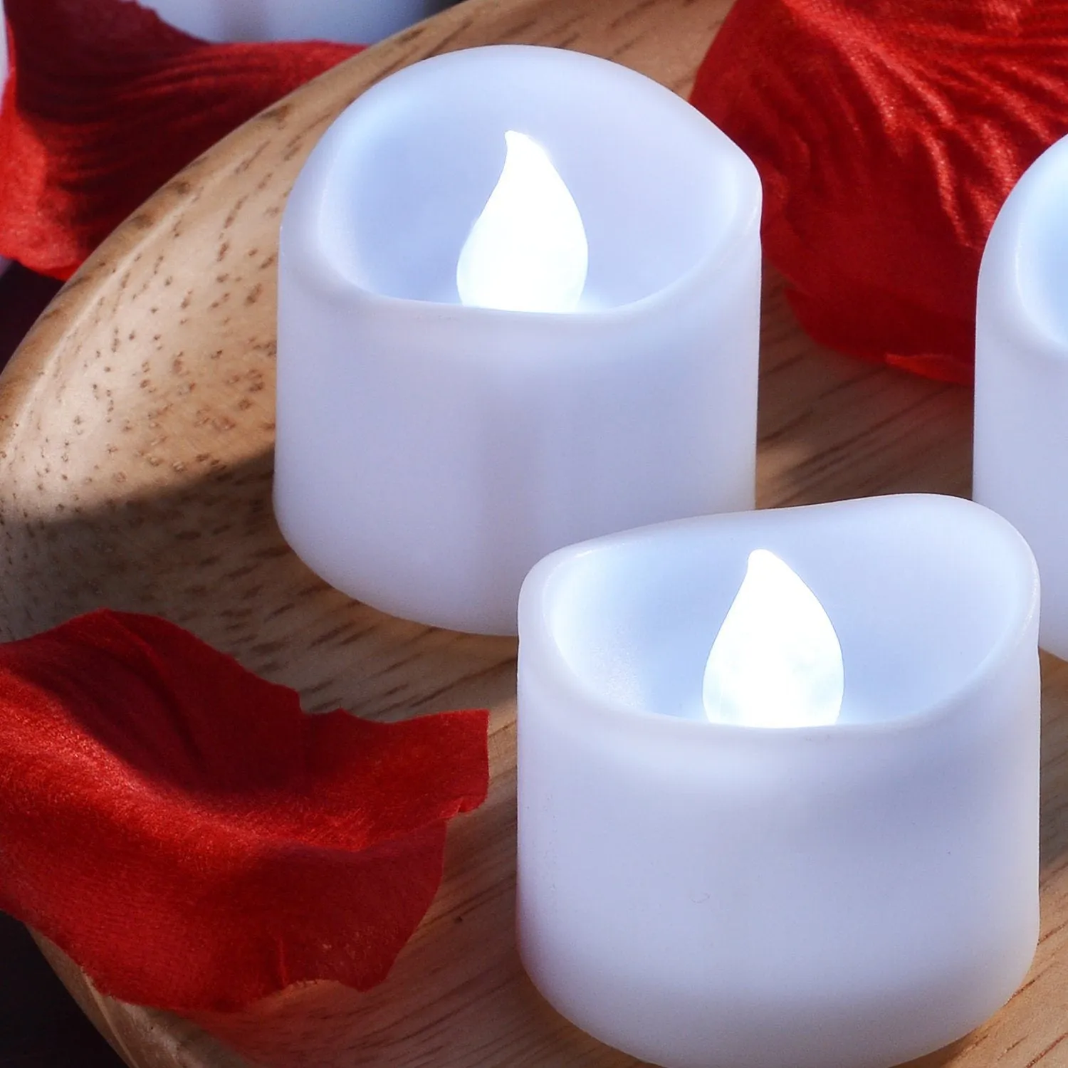 12-Piece: Cool White Flickering Led Tealight Timer Candles