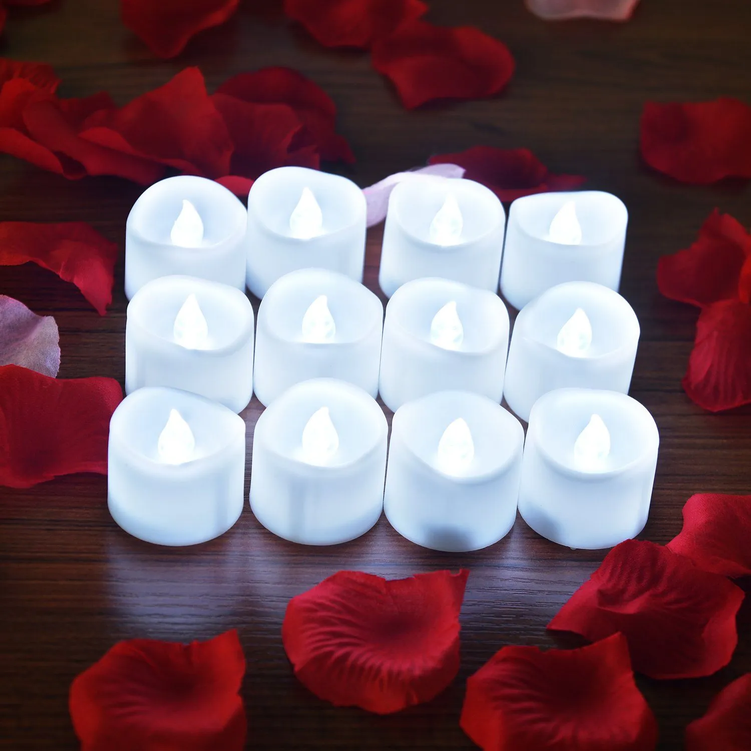 12-Piece: Cool White Flickering Led Tealight Timer Candles