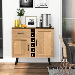 2-Door Buffet Sideboard with 6-Bottle Wine Rack Drawer