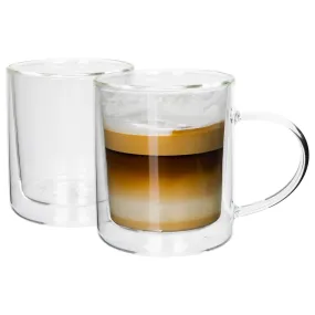 360ml Double Walled Glass Mugs - Pack of Two - By Rink Drink