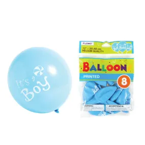 8Pack, 12" "It's A Boy" Printed Balloons