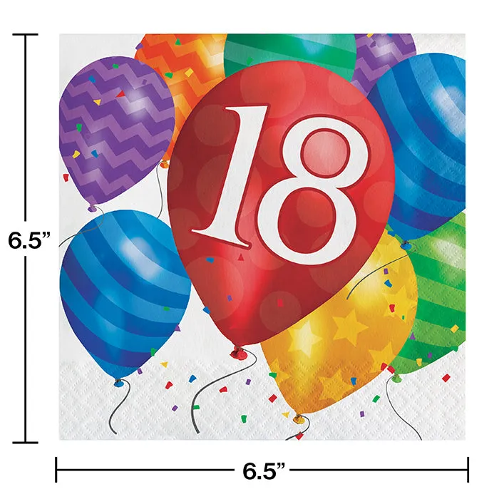 Bulk Balloon Blast 18th Birthday Luncheon Napkins (192 per Case)