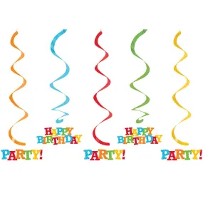 Bulk Happy Birthday Swirl Decorations (30 per Case)