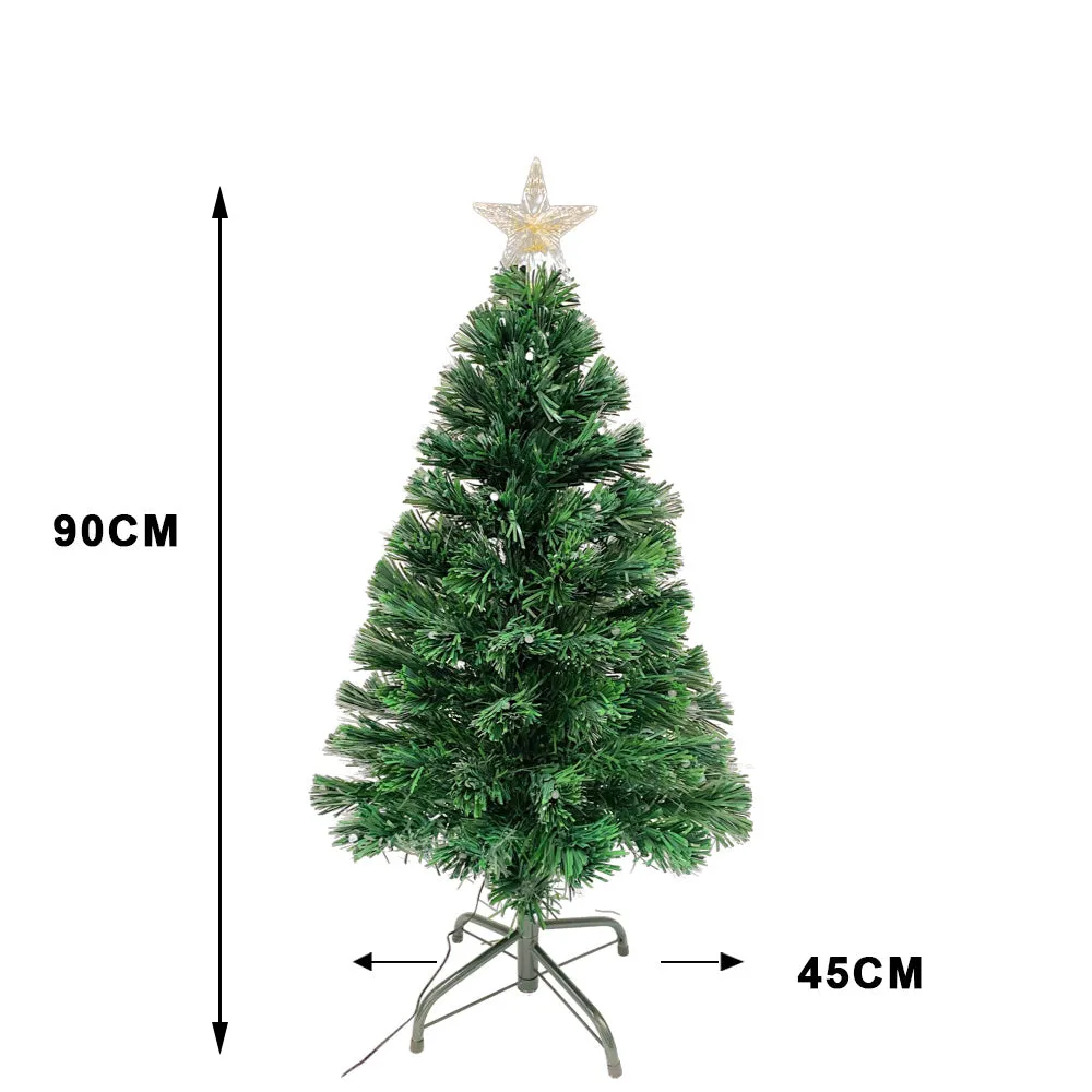 Christmas Pre-Lit Fibre Optic Green Tree Ultra-bright Sparkling Colorful Lights