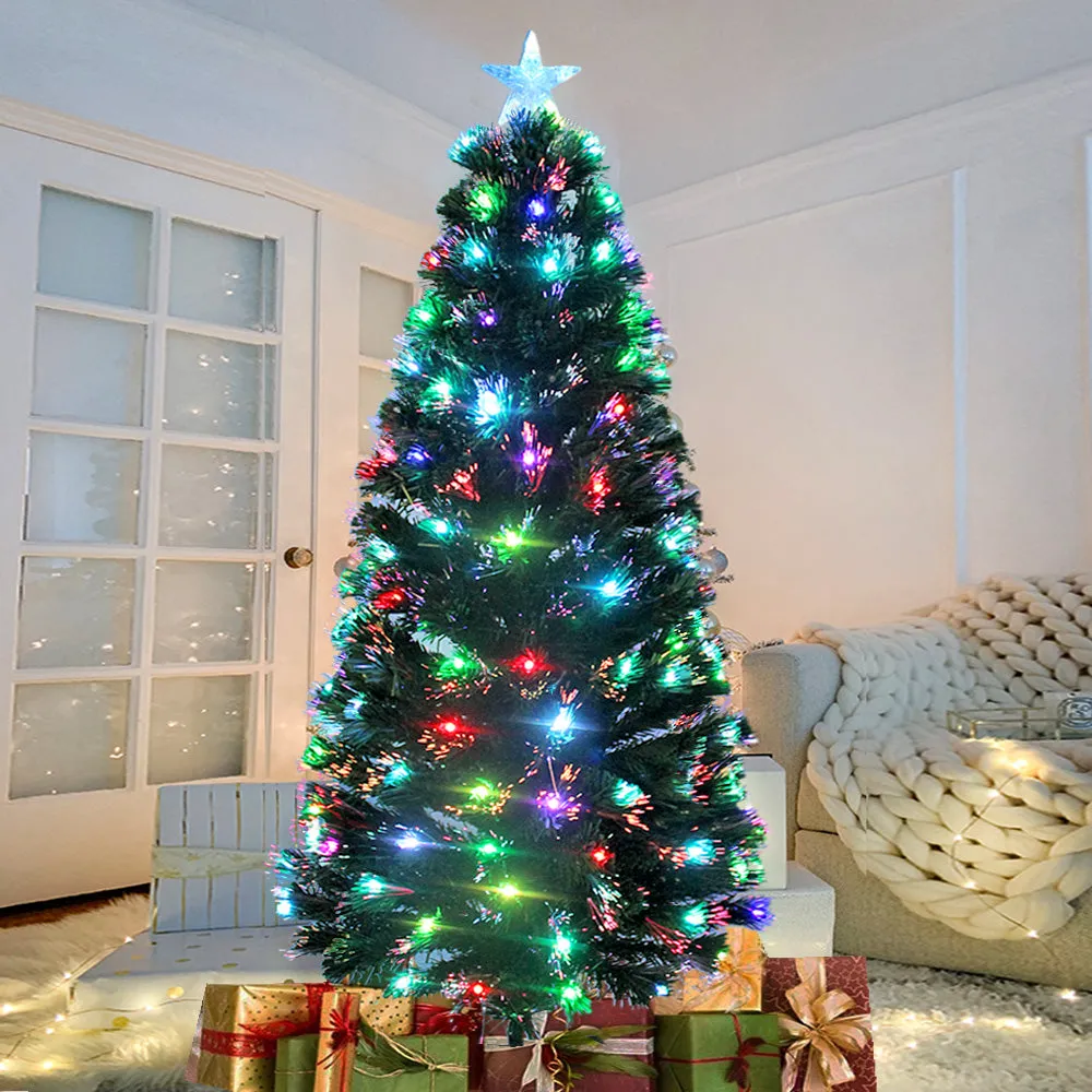 Christmas Pre-Lit Fibre Optic Green Tree Ultra-bright Sparkling Colorful Lights