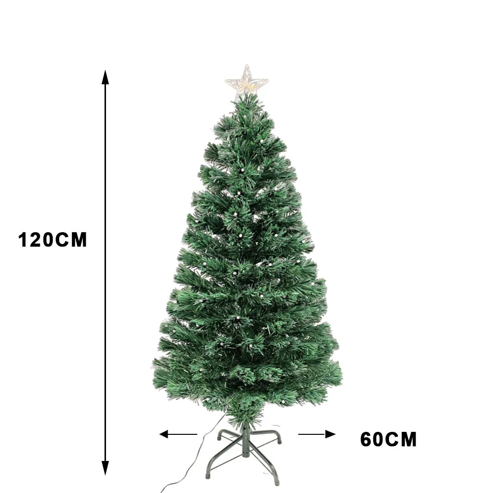 Christmas Pre-Lit Fibre Optic Green Tree Ultra-bright Sparkling Colorful Lights