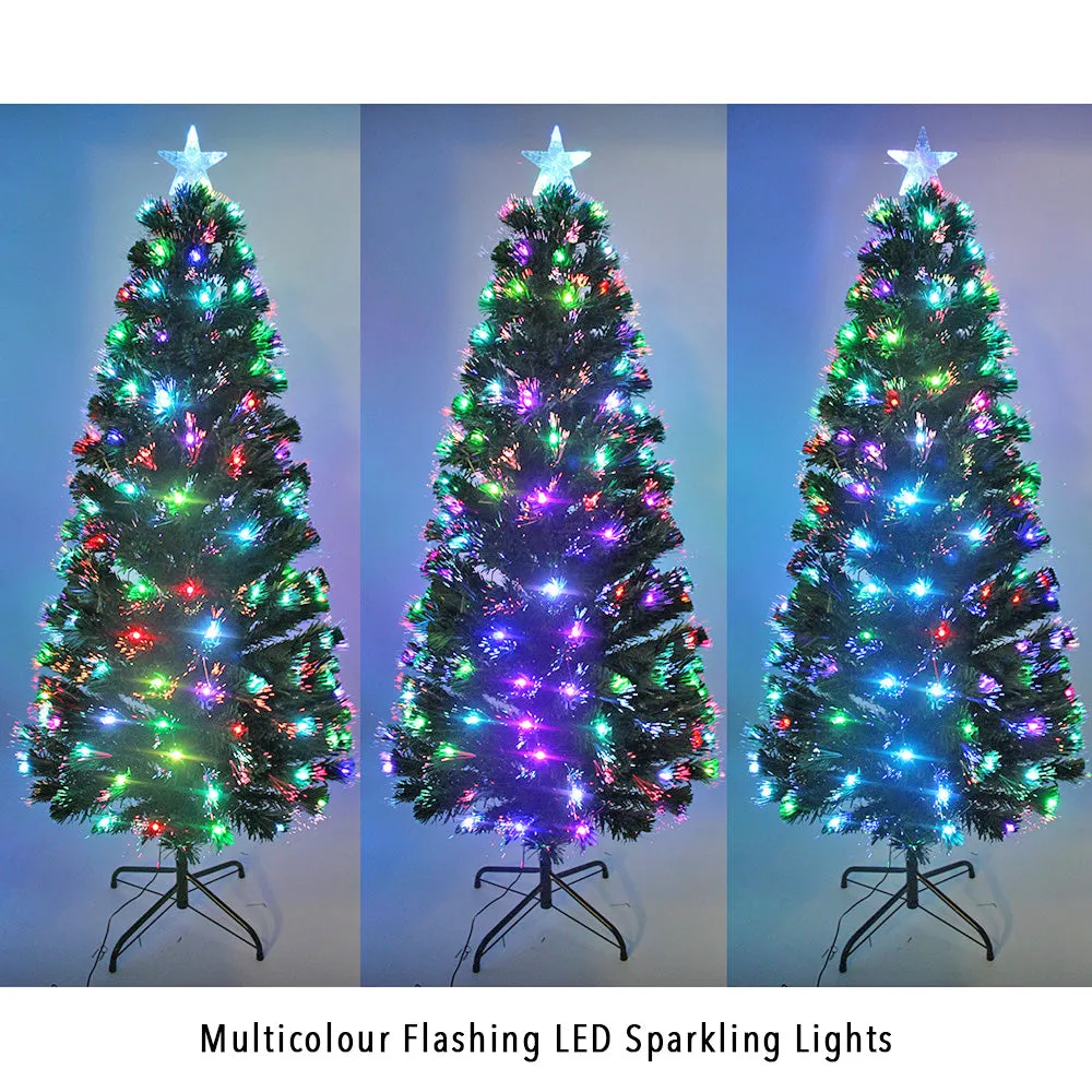 Christmas Pre-Lit Fibre Optic Green Tree Ultra-bright Sparkling Colorful Lights