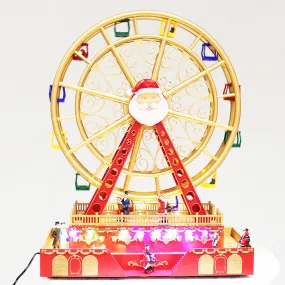 Christmas Village Animated Big Santa Ferris Wheel Rotating Musical Colorful LED Light