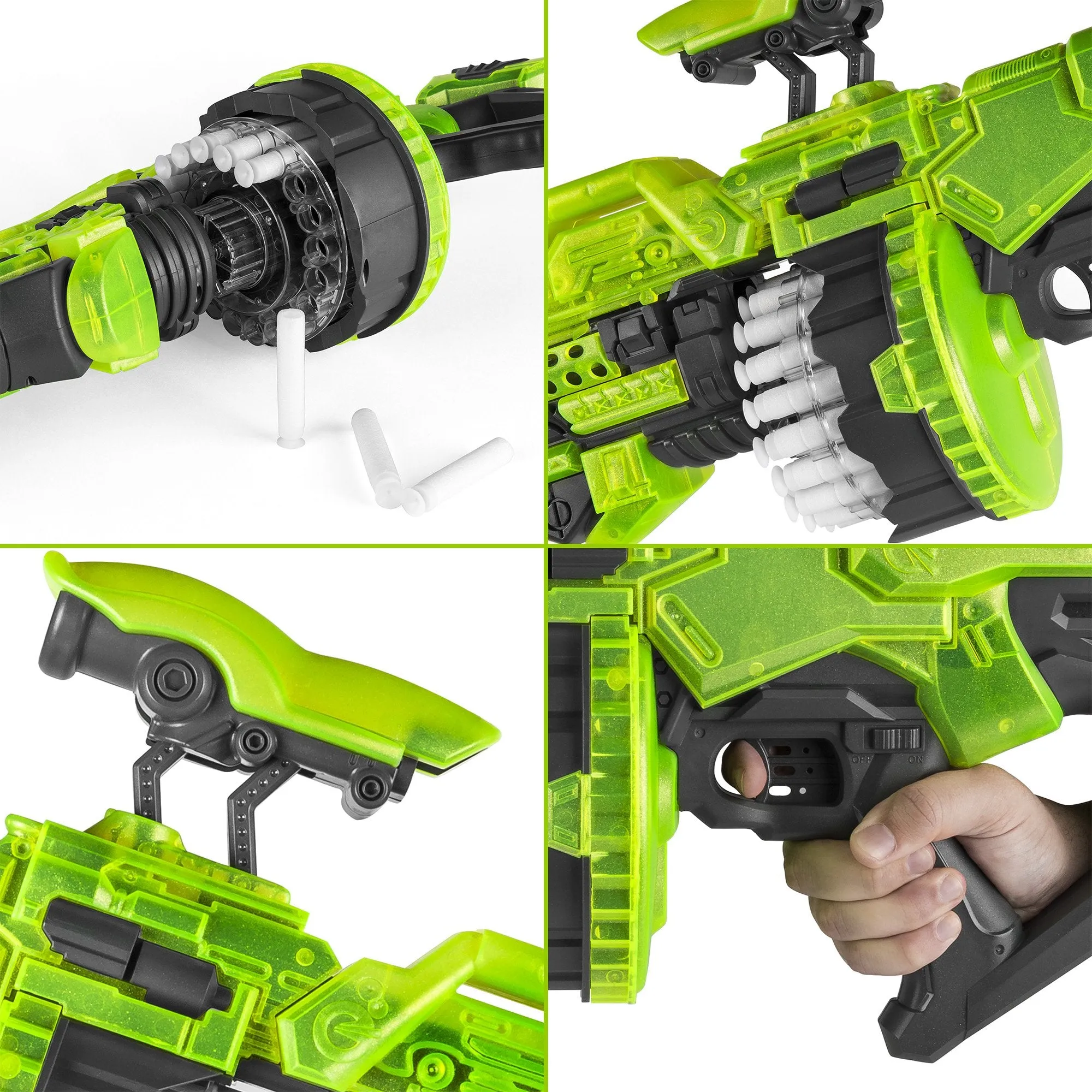 Electric Foam Dart Alien Blaster Toy w/ 40 Glow-in-the-Dark Darts