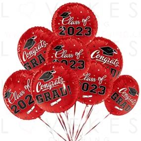 Graduation Party Decorations, Congrats Grad Balloons for 2023 Graduation Party Supplies,12 pcs Class Red Balloons, 17 Inch