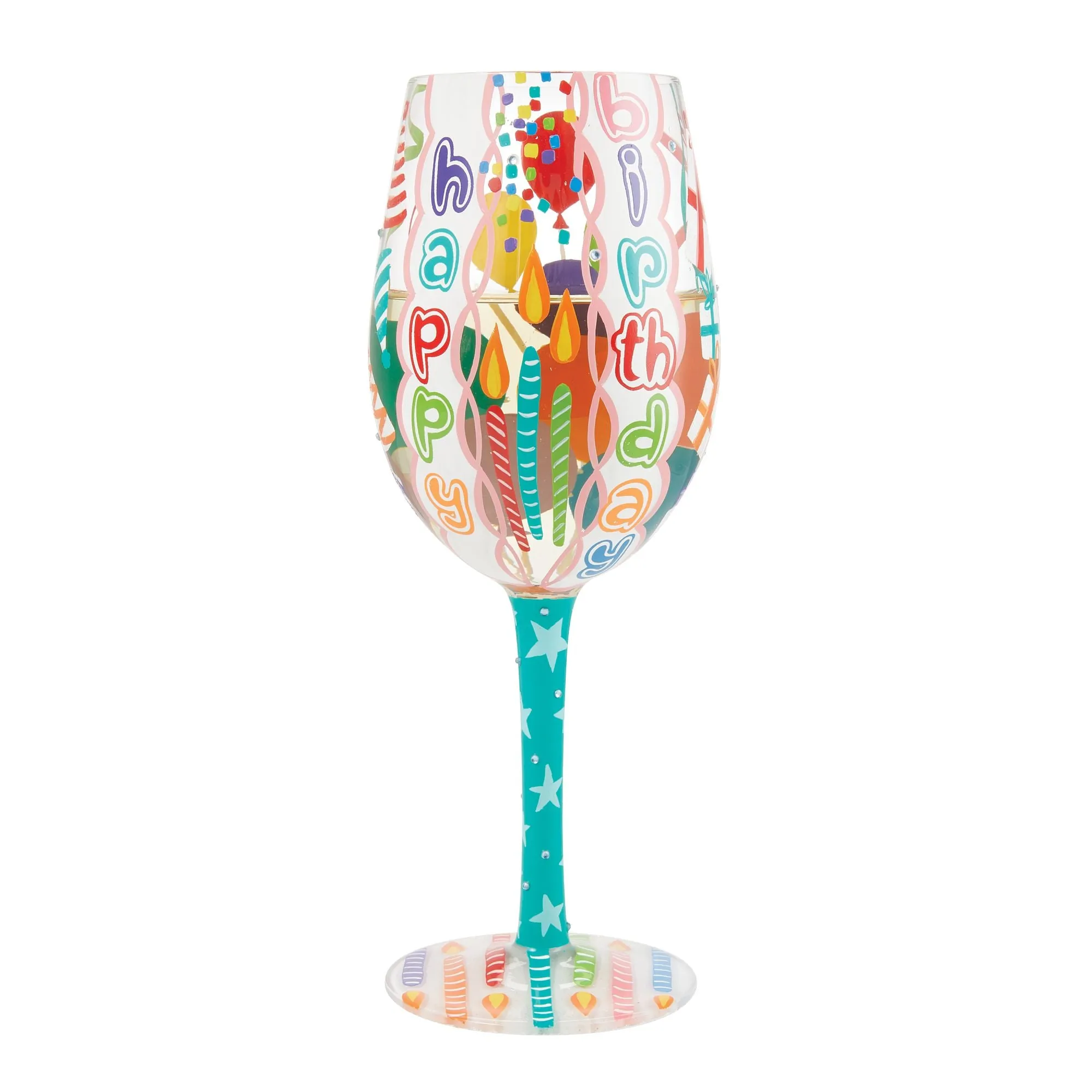 Happy Birthday Blast Hand Painted wine glass