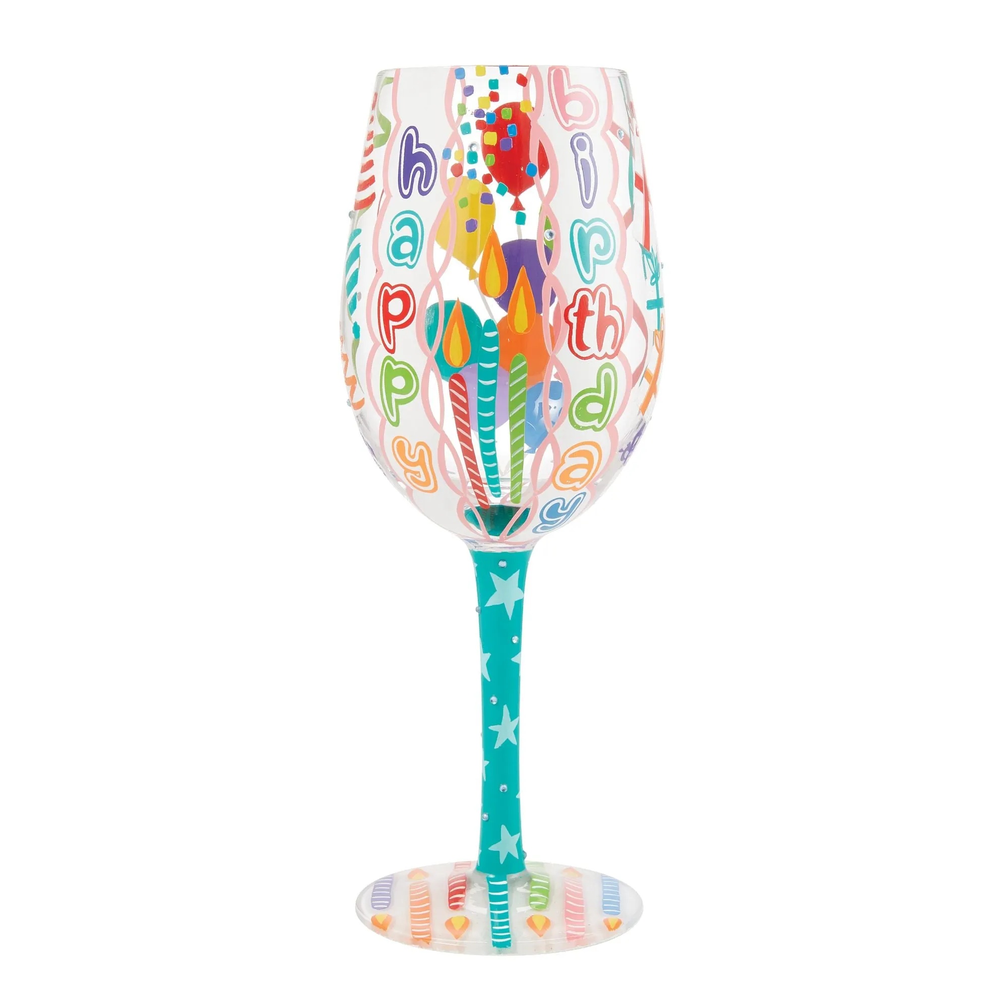 Happy Birthday Blast Hand Painted wine glass