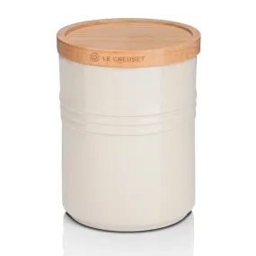 Le Creuset Stoneware Medium Storage Jar with Wooden Lid Almond