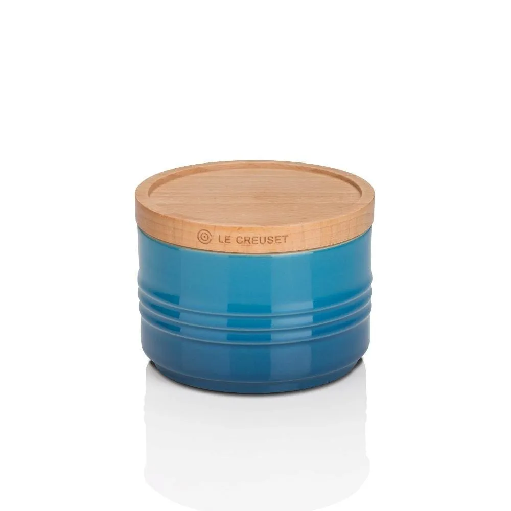 Le Creuset Stoneware Small Storage Jar with Wooden Lid Marseille Blue