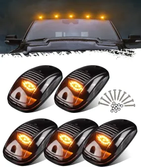 Partsam Cab Marker Light, Smoke Lens Eye Shape Amber 13 LED Cab Roof Running Lights Assembly [Universal Fit] Compatible with 2003-2018 Dodge Ram 2500 3500 Pickup Trucks