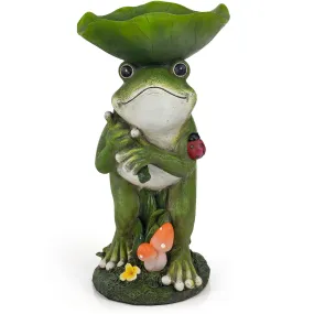 Rain Catcher Frog Solar Powered Led Outdoor Decor Garden Light Garden Statue