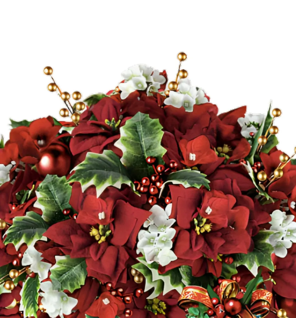 The Bradford Exchange Bringing Holiday Cheer Table Centerpiece with LED Lights & Holly Always in Bloom Floral Arrangement Christmas Decorations by Thomas Kinkade 11-Inches