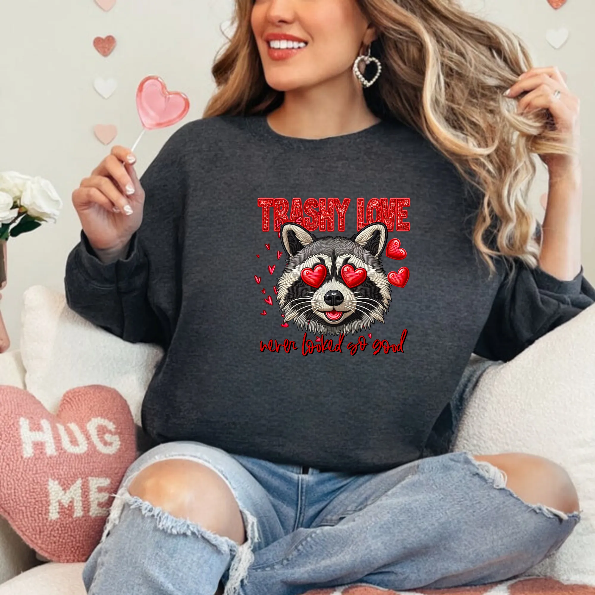 Trashy Love | Raccoon Valentine Sweatshirt