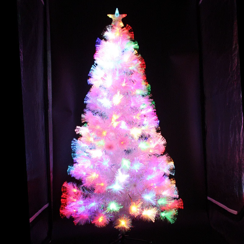 White Christmas Pre-Lit Fibre Optic Tree Ultra-bright Colorful Flashing Lights