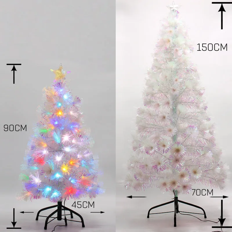 White Christmas Pre-Lit Fibre Optic Tree Ultra-bright Colorful Flashing Lights