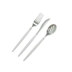 White Plastic Cutlery Set 60pcs/pk  - Silver Mod Collection