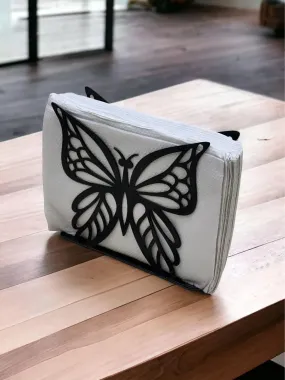 Wooden Twist Butterfly Design Tableware Wrought Iron Napkin Tissue Holder Kitchen Organizer