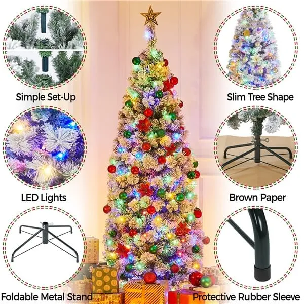 Yaheetech Pre-lit Snow Flocked Christmas Tree