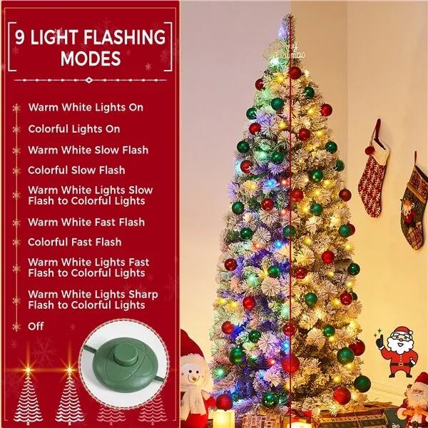 Yaheetech Pre-lit Snow Flocked Christmas Tree